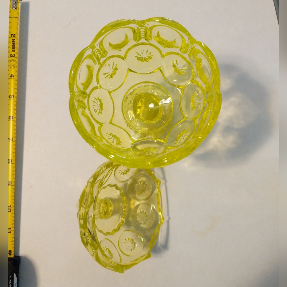 VTG LE SMITH URANIUM YELLOW CANDY DISH - Picture 3 of 9